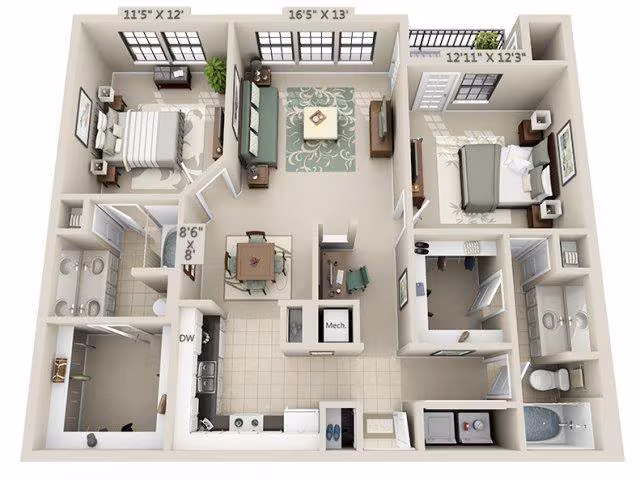 Unit E1030 floor plan
