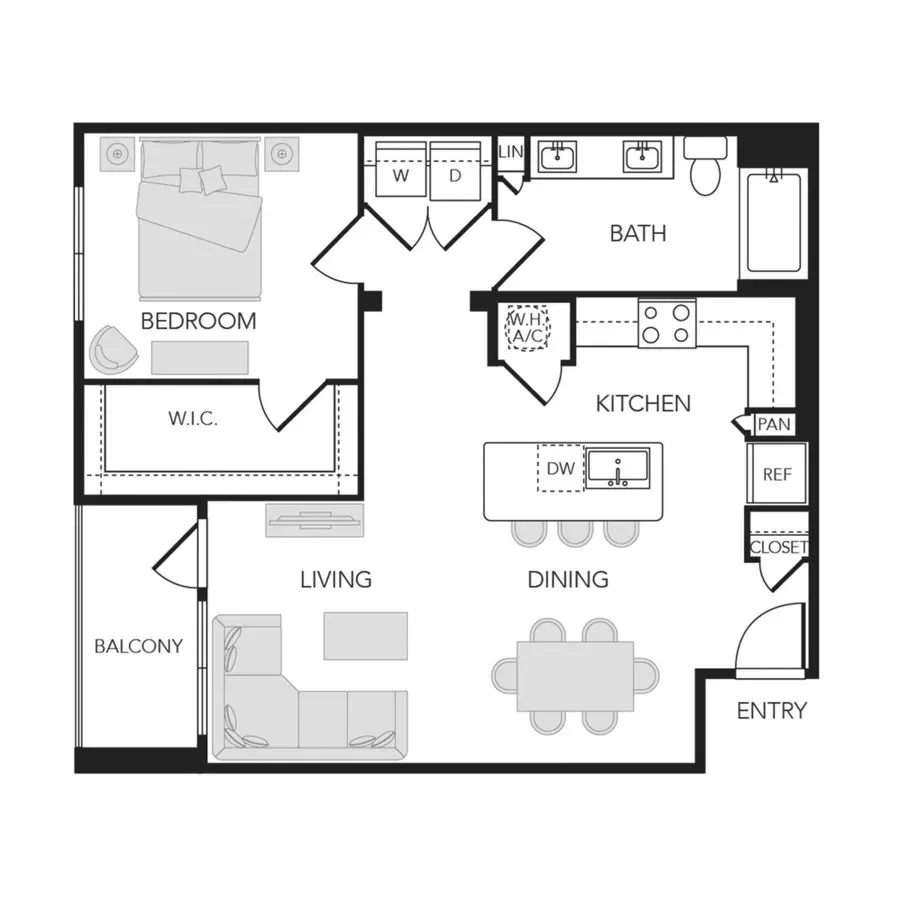 1BR 1BA (A05 - 862 SF) 10104 floor plan