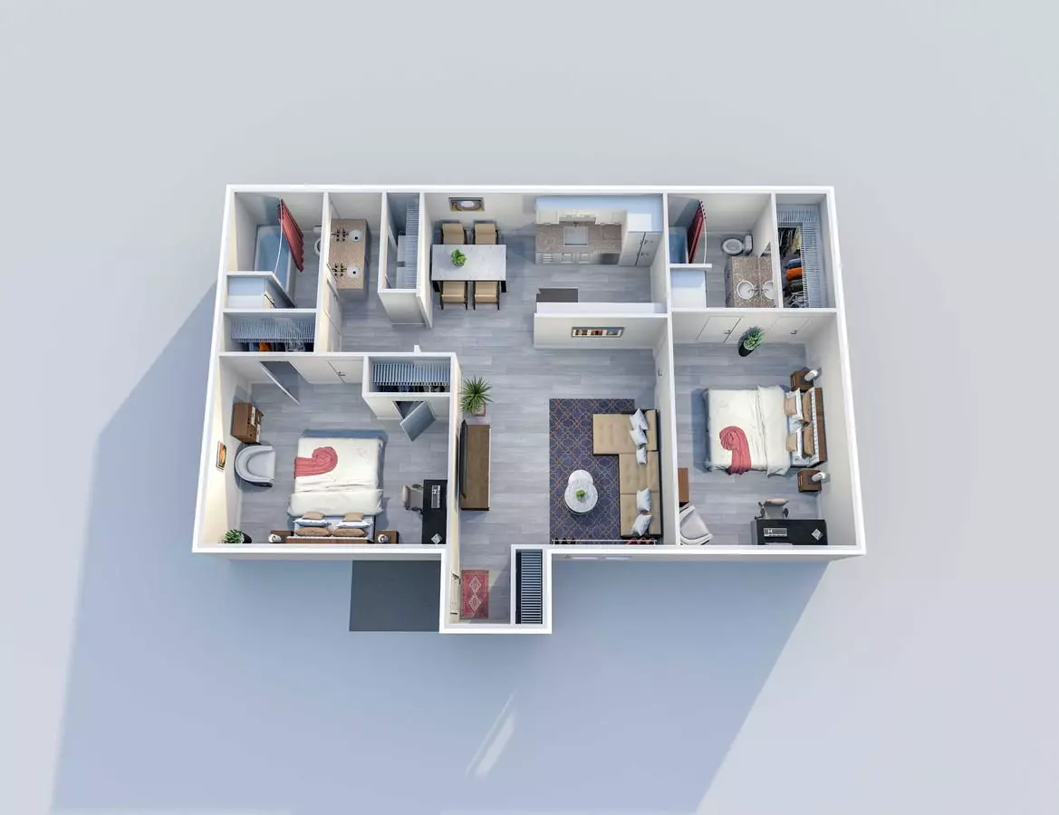 2 Beds • 2 Bath 167 floor plan
