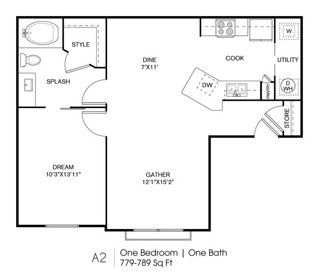 1 Bed • 1 Bath 224 floor plan