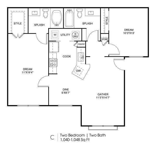 2 Beds • 2 Bath 138 floor plan