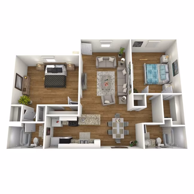 2 Beds • 1 Bath 66R floor plan