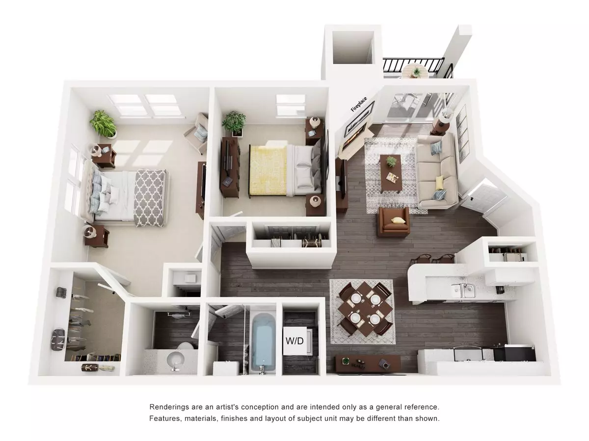 2 Beds • 1 Bath WAITMONT floor plan