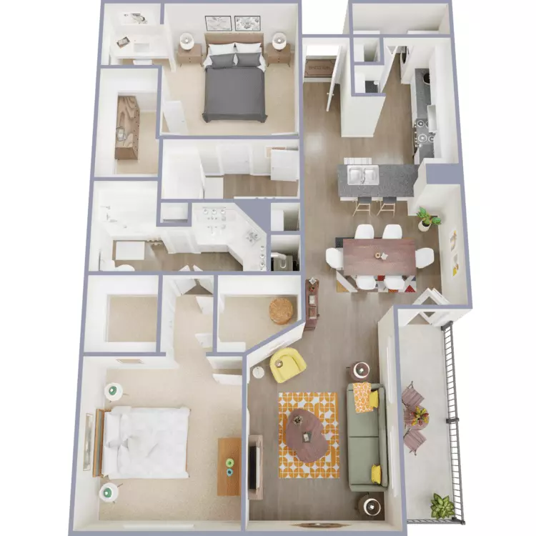 2 Bed, 2 Bath (80% Income Restricted) 12-12209 floor plan