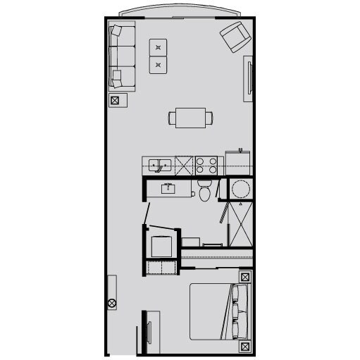 Studio • 1 Bath WAIT-S floor plan