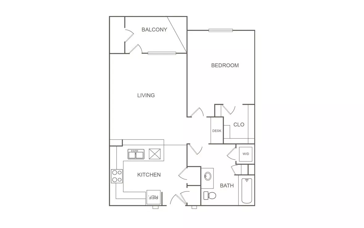 1 Bed • 1 Bath A1 floor plan