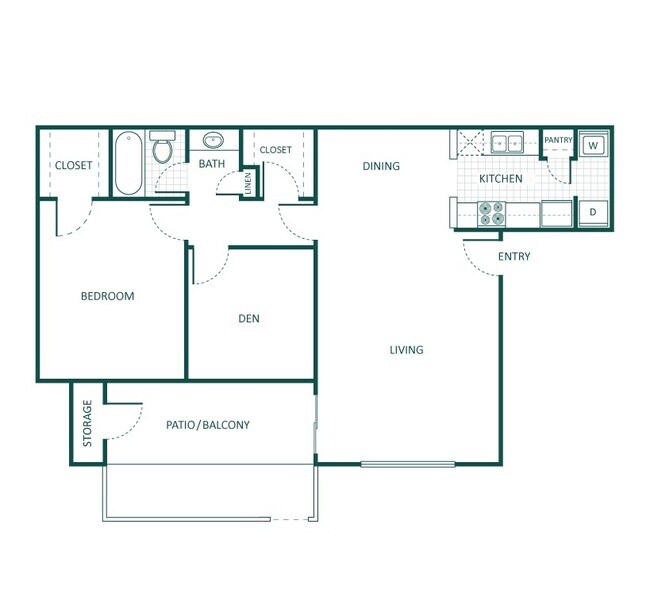 2 Beds • 2 Bath 0107 floor plan