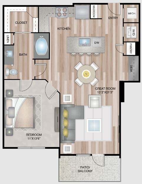 1 Bed • 1 Bath 450 floor plan