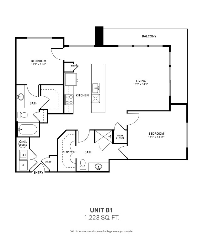 2 Beds • 2 Bath 517 floor plan