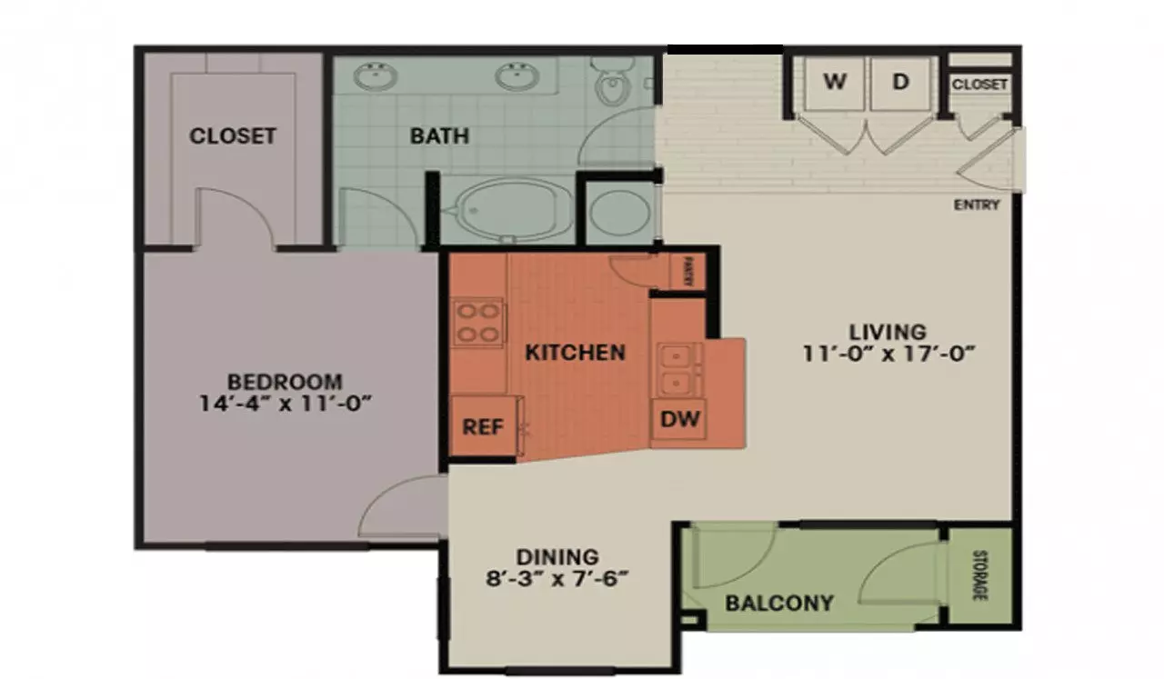 1 Bed • 1 Bath 715 floor plan