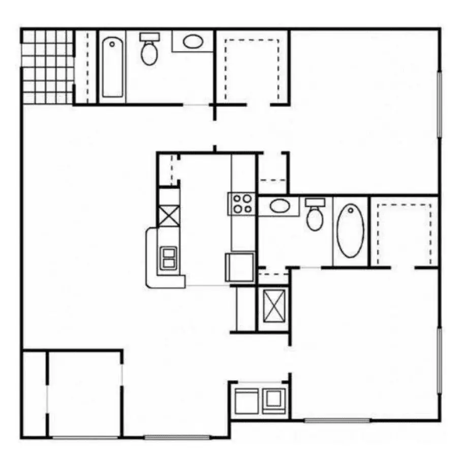 2 Beds • 2 Bath 424 floor plan