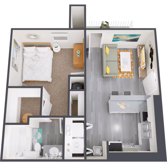 1 Bed • 1 Bath 1214 floor plan