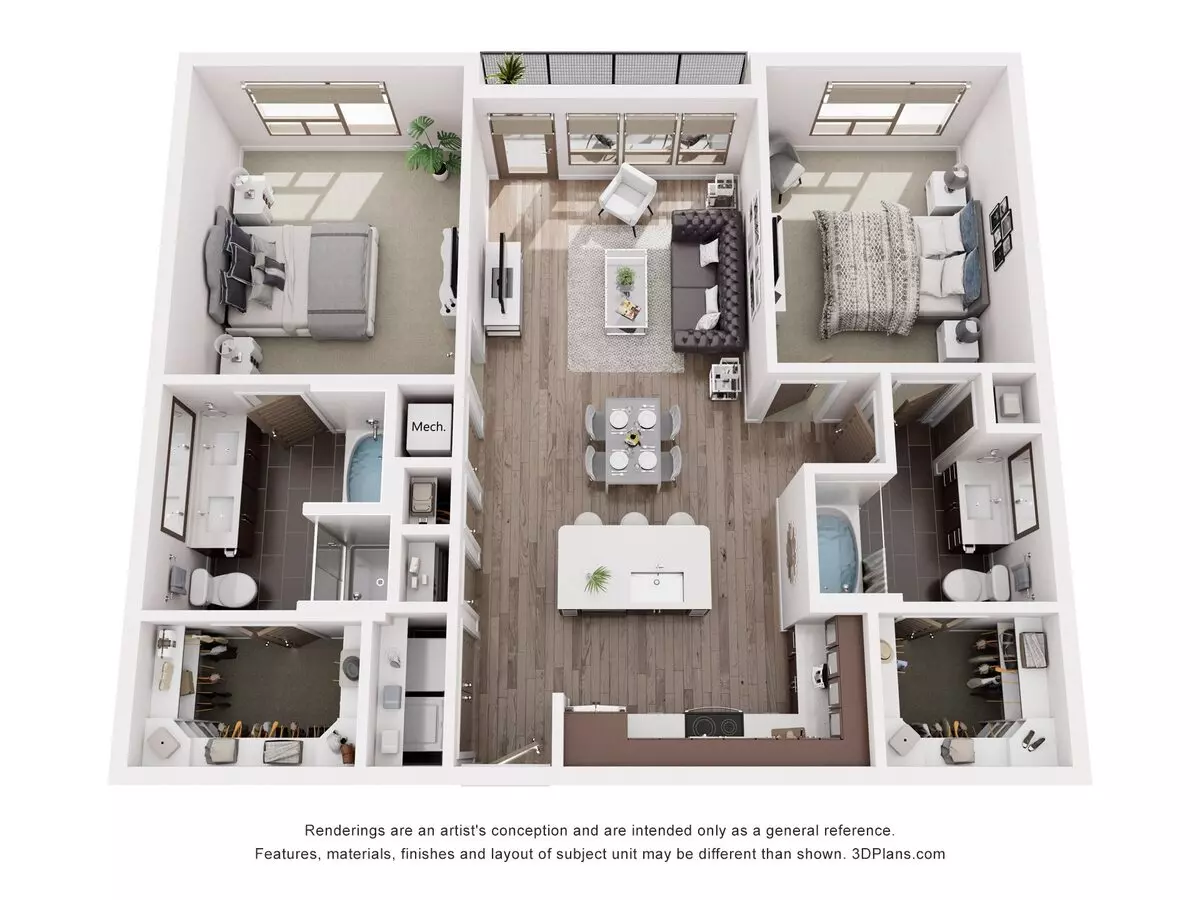 2 Beds • 2 Bath 411 floor plan