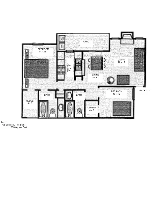 2 Beds • 2 Bath 301 floor plan