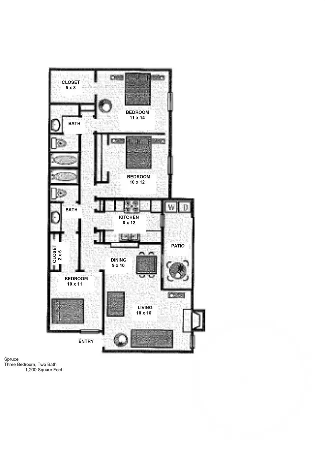 3 Beds • 2 Bath 701 floor plan
