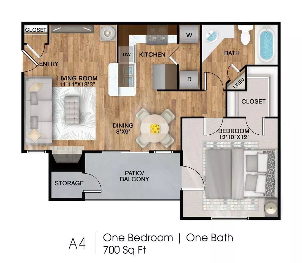 1 Bed • 1 Bath 736 floor plan