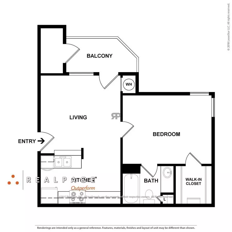 1 Bed • 1 Bath 1924 floor plan