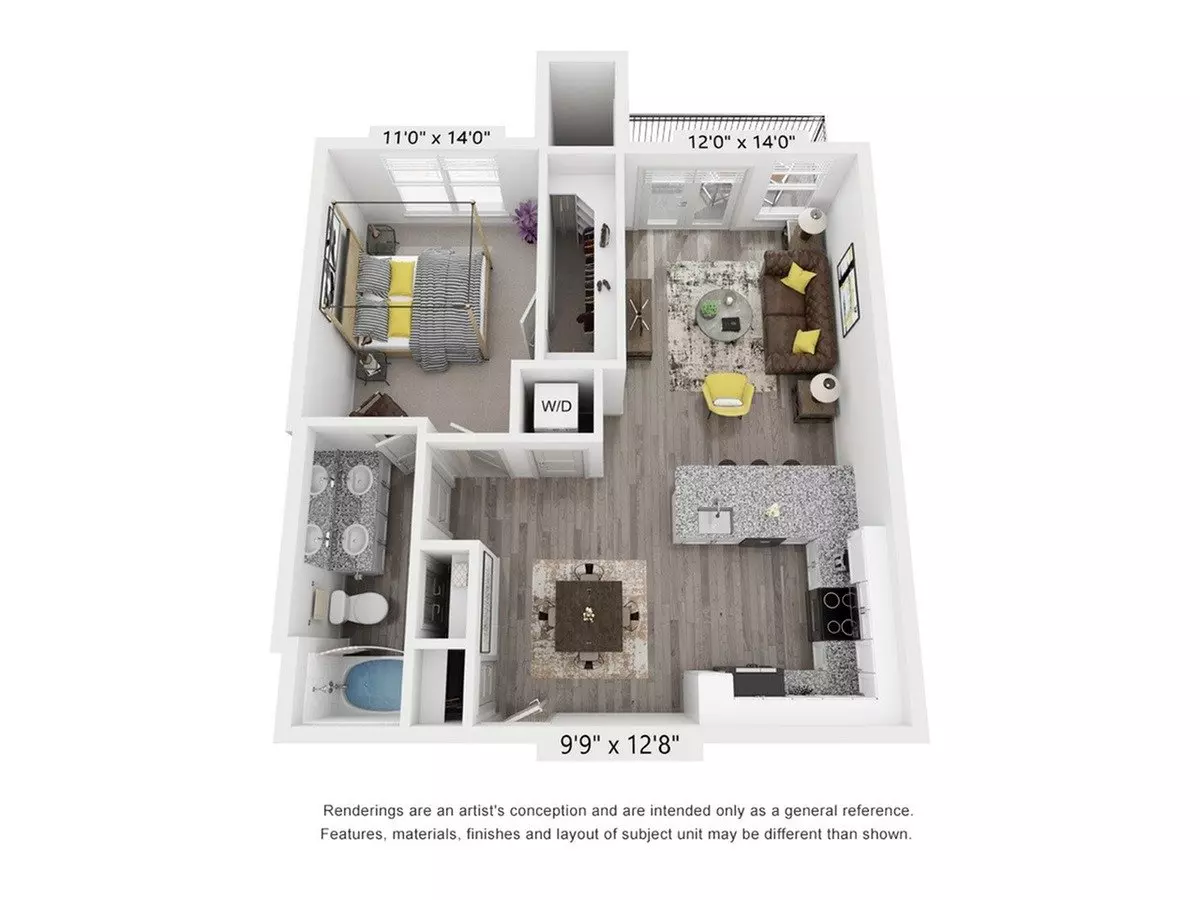 1 Bed • 1 Bath 1124 floor plan