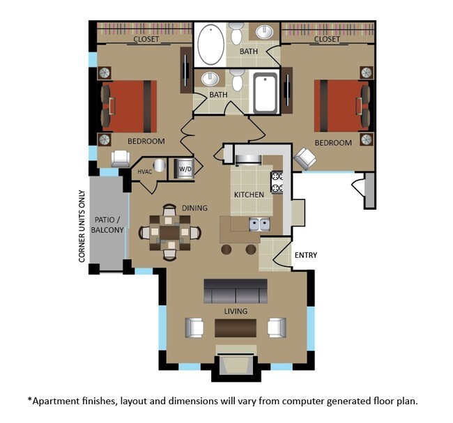 2 Beds • 2 Bath 2201 floor plan