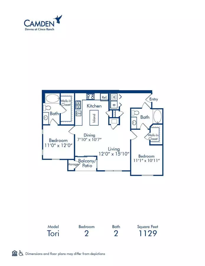 2 Beds • 2 Bath 815 floor plan