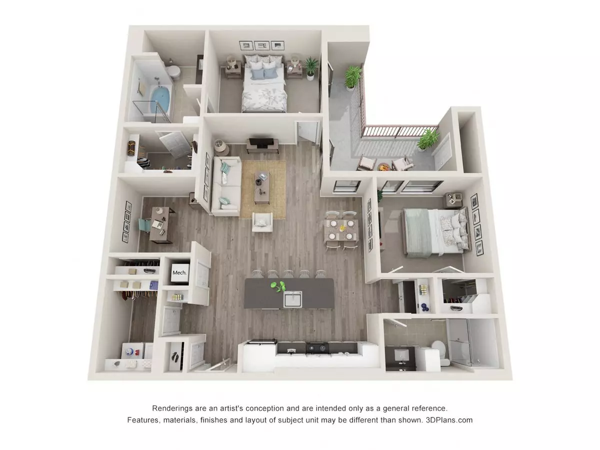 2 Beds • 2 Bath 5033 floor plan