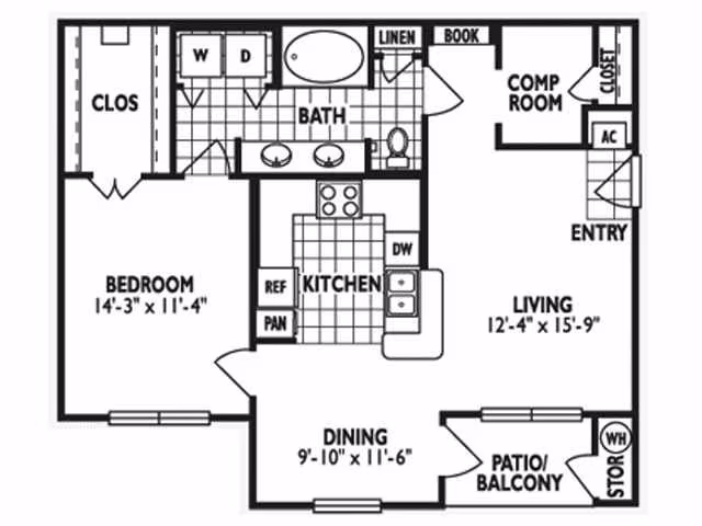 1 Bed • 1 Bath 0515 floor plan