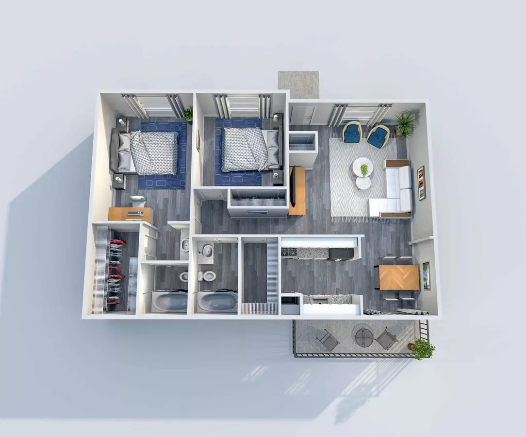 B4 2x2 204 floor plan