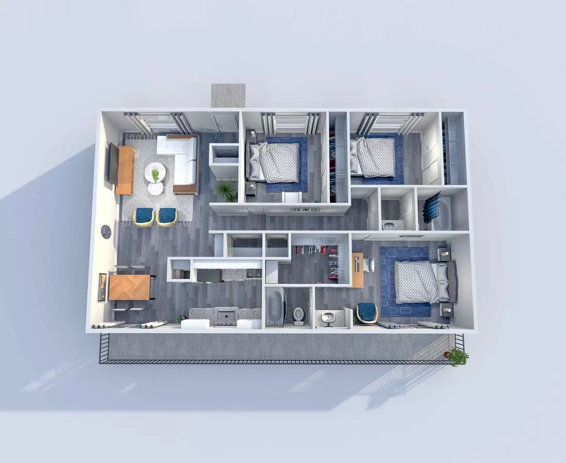 3 Beds • 2 Bath 410 floor plan