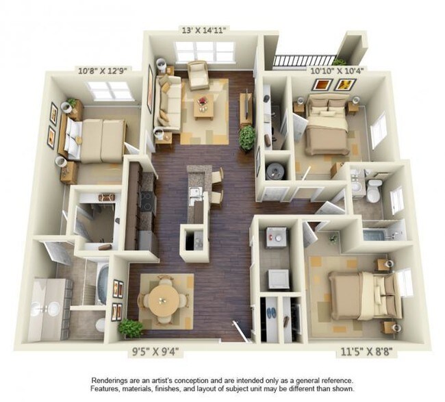 3 Beds • 2 Bath 0619 floor plan