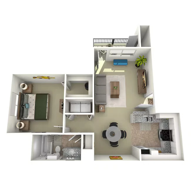 1 Bed • 1 Bath 0437 floor plan