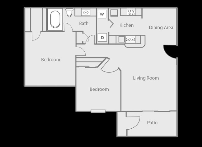 2 Beds • 2 Bath 0718 floor plan