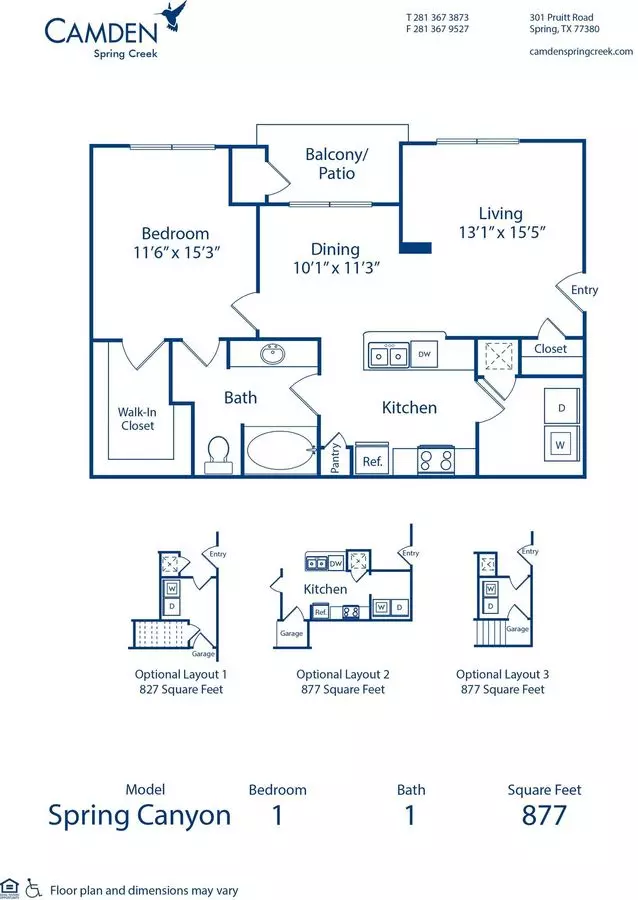 1 Bed • 1 Bath 1622 floor plan