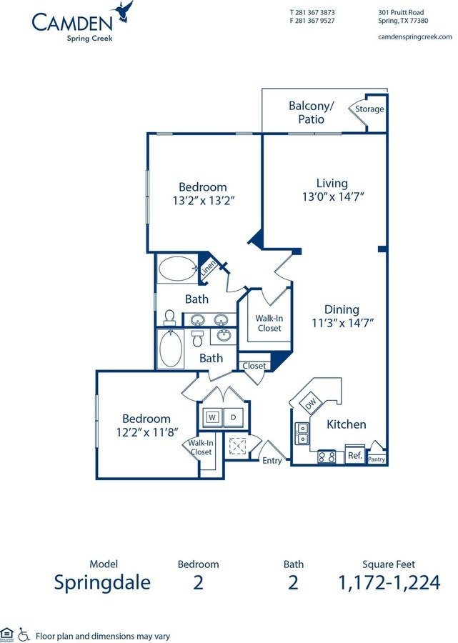 2 Beds • 2 Bath 1634 floor plan