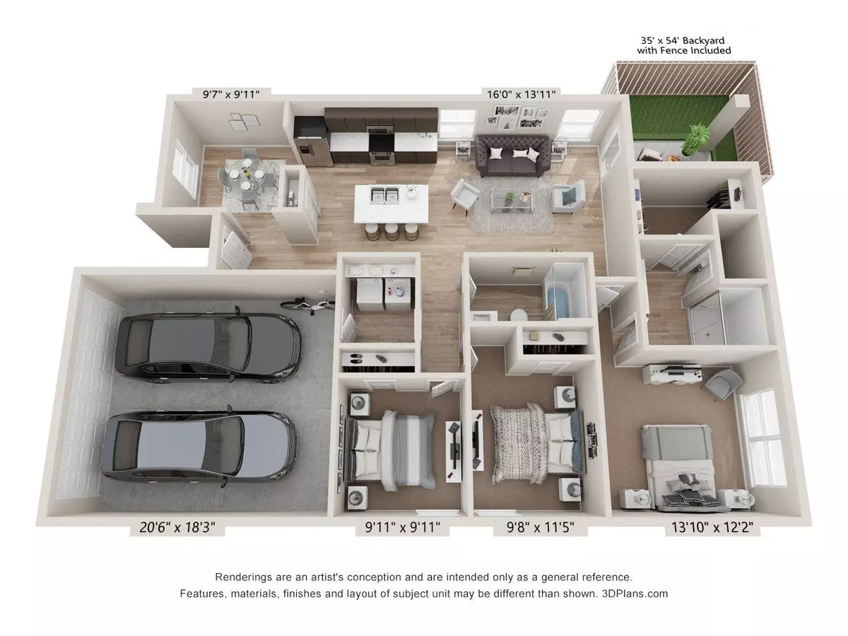 3 Beds • 2 Bath 14075CC floor plan