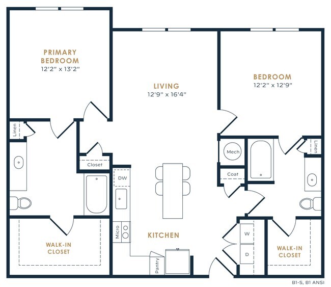2 Beds • 2 Bath 0528 floor plan