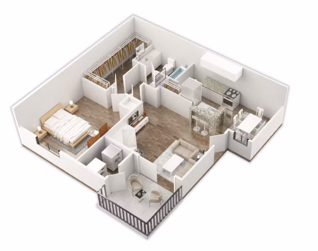 1 Bed • 1 Bath 0608 floor plan