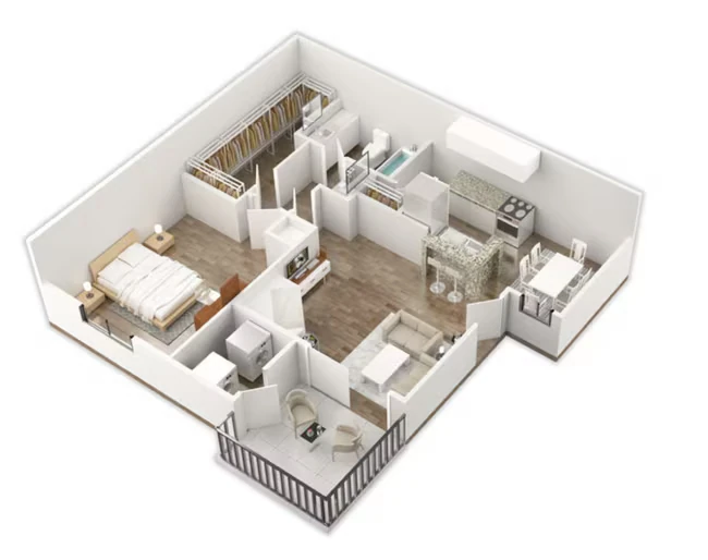 1 Bed • 1 Bath 0608 floor plan