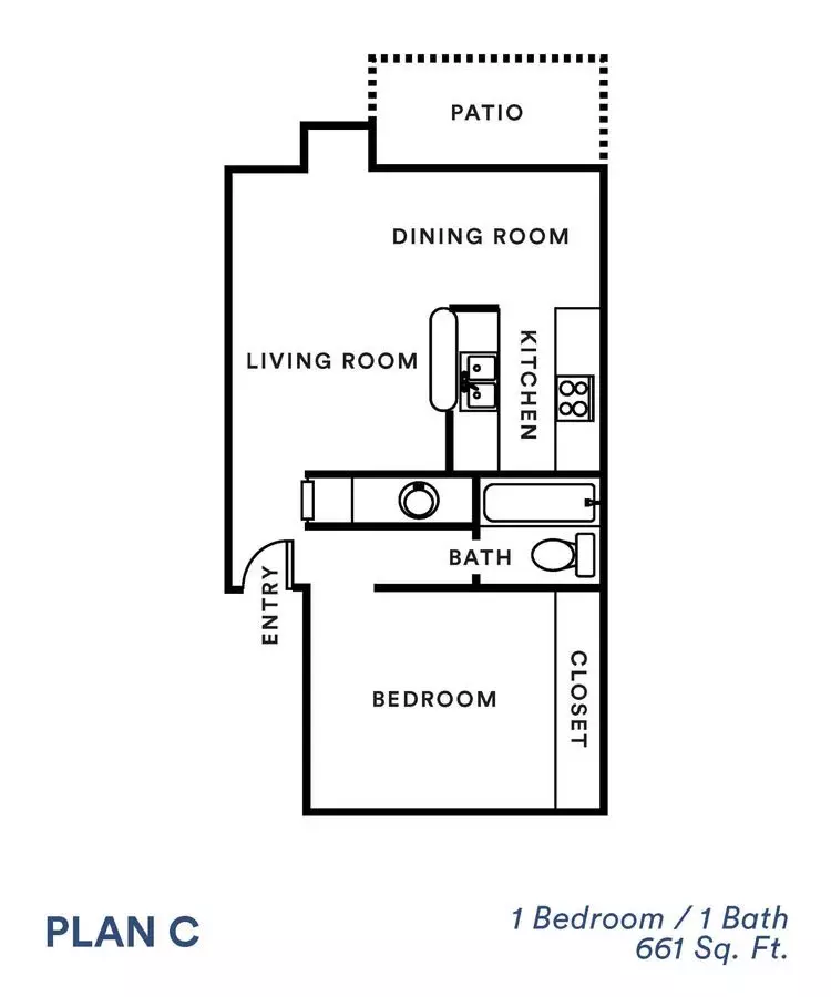 1 Bed • 1 Bath 1513 floor plan