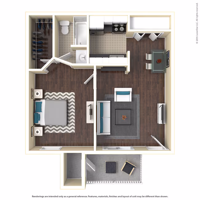 1 Bed • 1 Bath 2104 floor plan