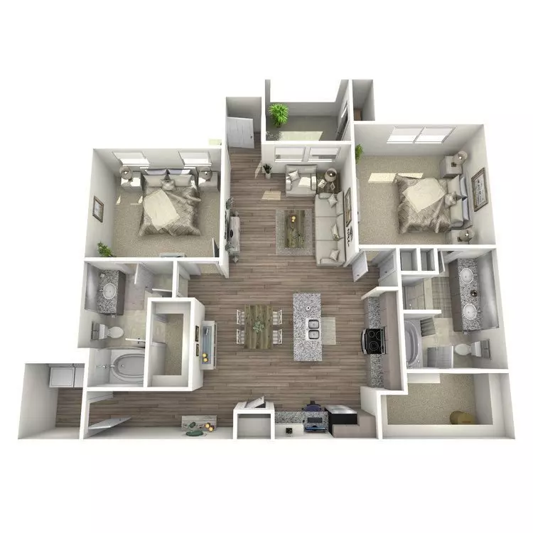 2 Beds • 2 Bath 4106 floor plan