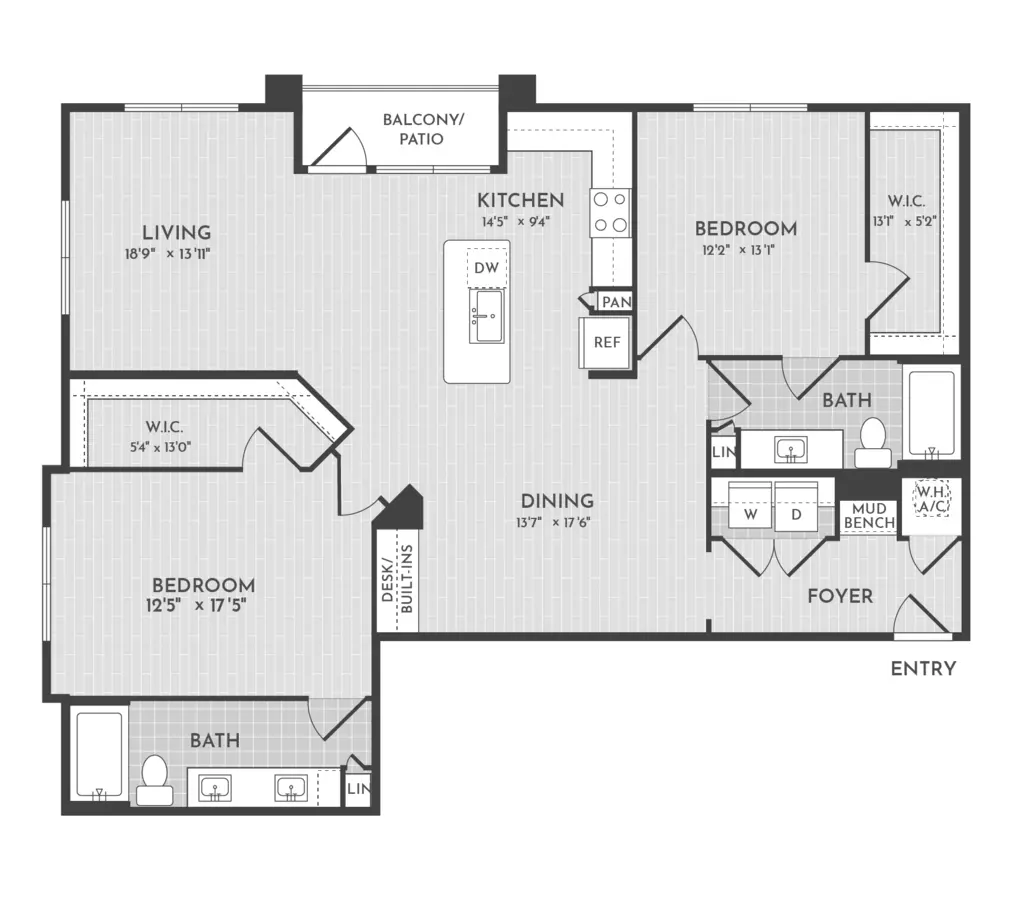 2BR 2BA (1420 SF) 10102 floor plan