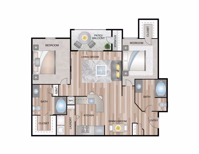 2 Beds • 2 Bath 0215 floor plan