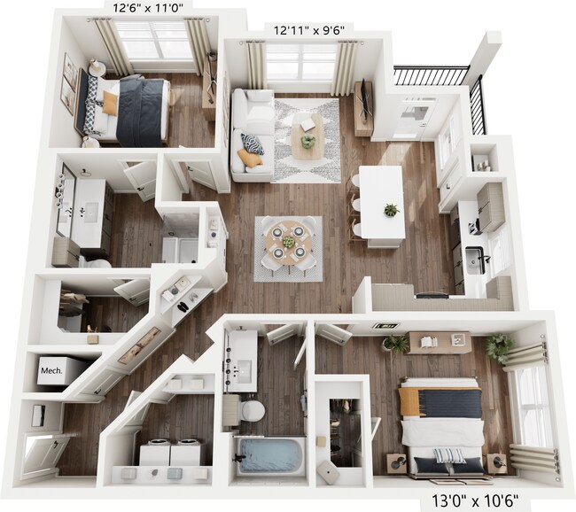 2 Beds • 2 Bath 6212 floor plan