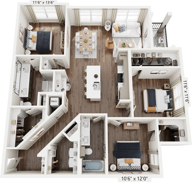 3 Beds • 2 Bath 4108 floor plan