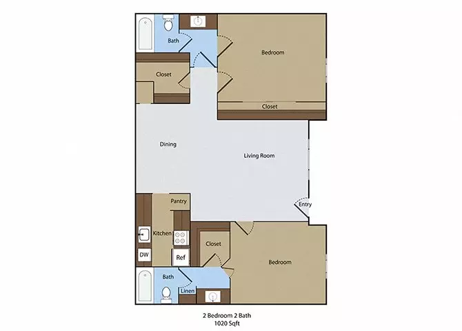 2 Beds • 2 Bath WAITB82 floor plan