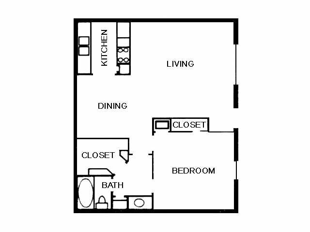 1 Bed • 1 Bath 0211 floor plan