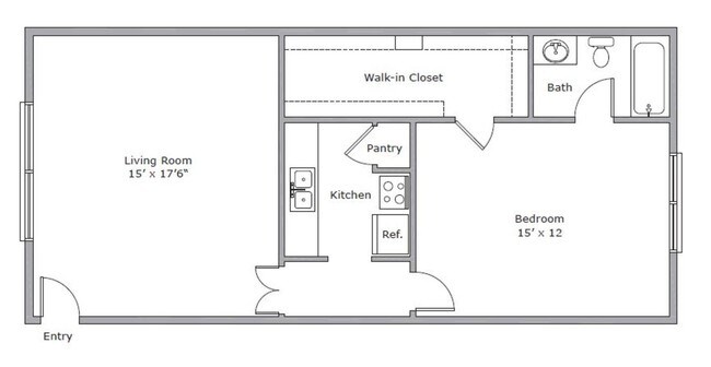 1 Bed • 1 Bath 124 floor plan