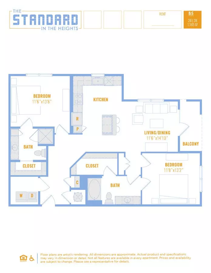 2 Beds • 2 Bath 314 floor plan