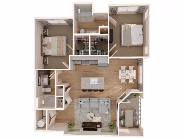 2 Beds • 2 Bath 10202 floor plan