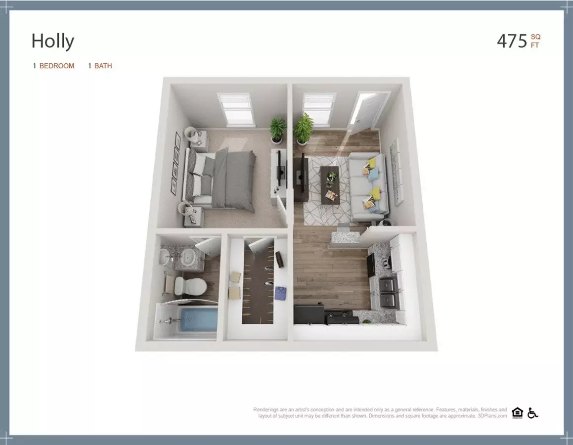 1 Bed • 1 Bath 1406 floor plan